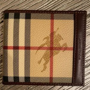 Burberry Haymarket Check Pattern Coated Canvas Bilfold Wallet